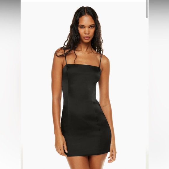 Sunday Best Dresses & Skirts - Sunday Best Black Satin Slip Mini Dress